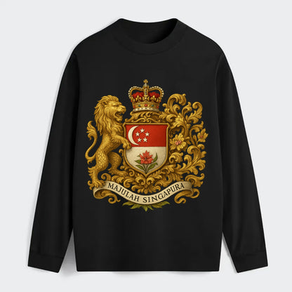 Singapore Merlion Emblem - Classic Long Sleeve Shirt - Black