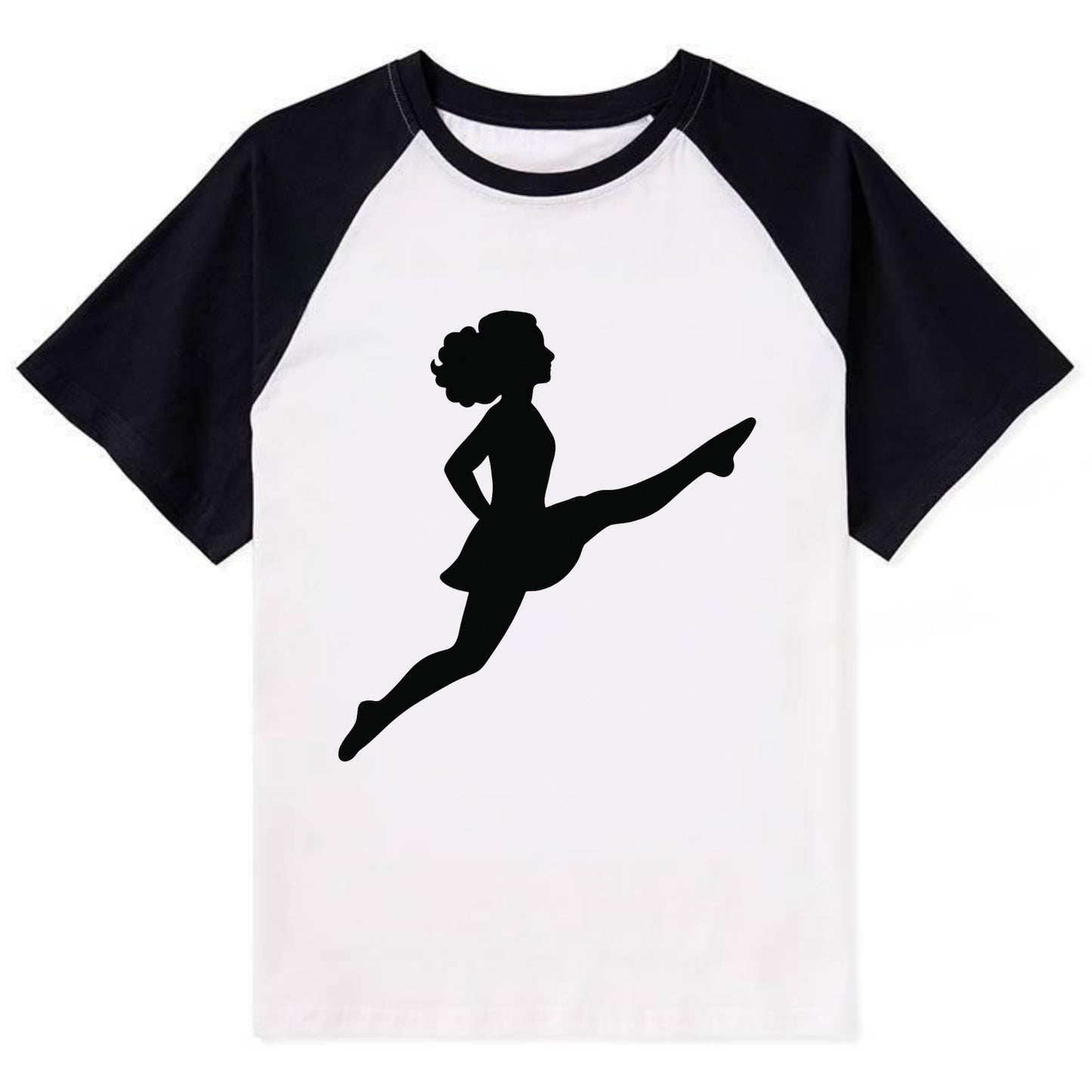 Irish step dancer Riverdance leap - Contrast Raglan T-shirt - Black