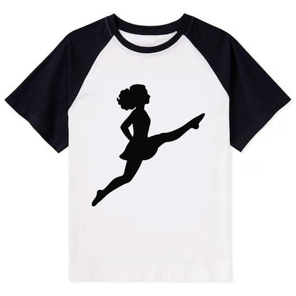 Irish step dancer Riverdance leap - Contrast Raglan T-shirt - Black