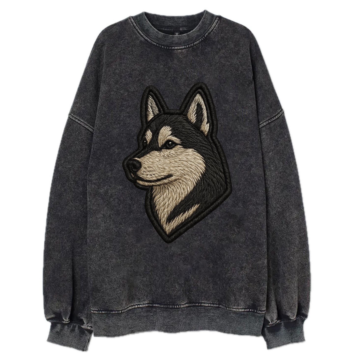 Siberian Husky - Contemporary wolf-like - Vintage Sweatshirt - Black