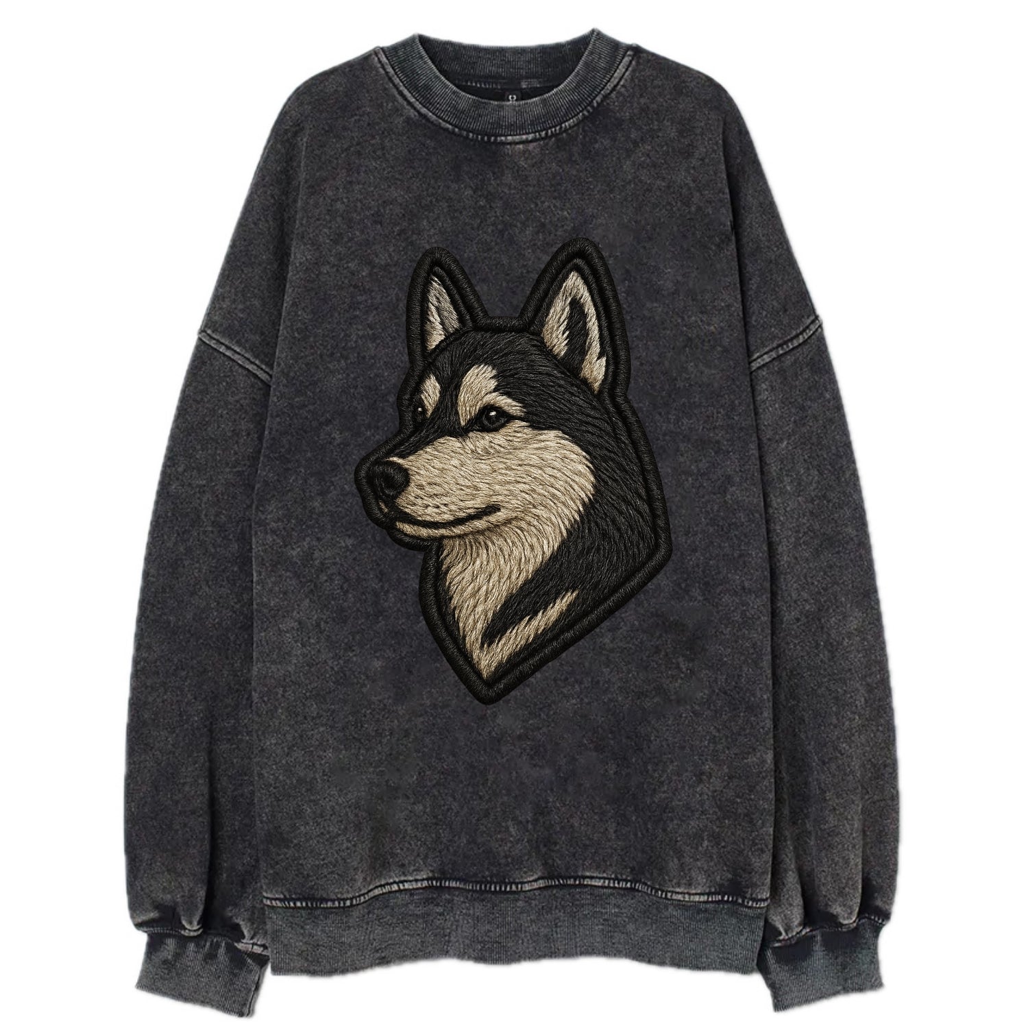 Siberian Husky - Contemporary wolf-like - Vintage Sweatshirt - Black
