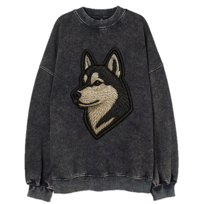 Siberian Husky - Contemporary wolf-like - Vintage Sweatshirt - Black