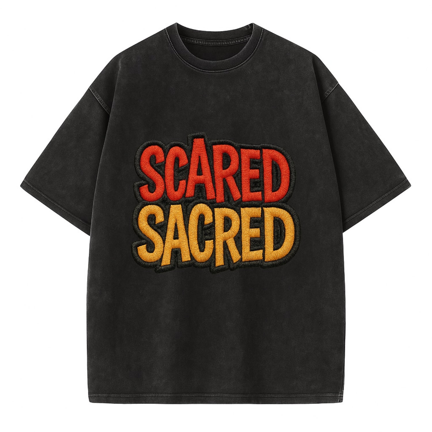 SCARED;SACRED JOURNEY Spiritual Purple Hat - Vintage T-shirt - Black