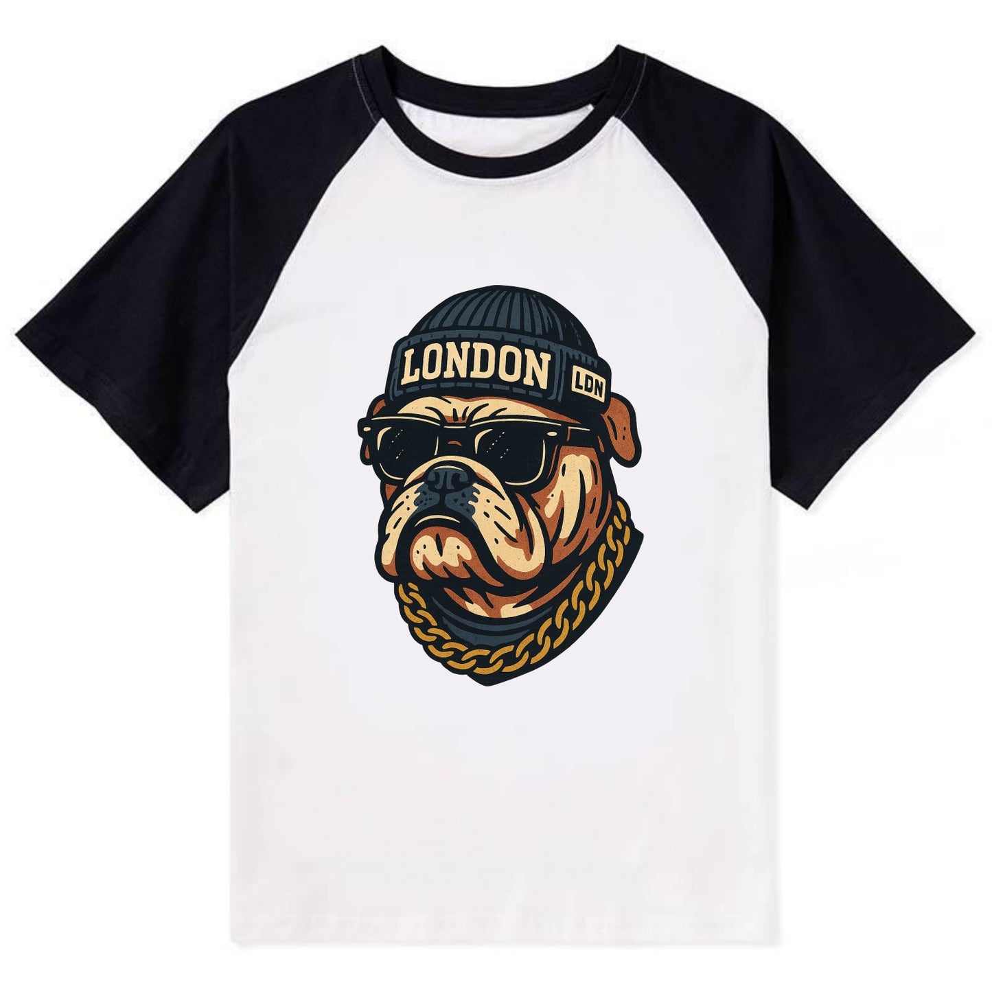London Bulldog - Contrast Raglan T-shirt - Black