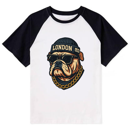 London Bulldog - Contrast Raglan T-shirt - Black