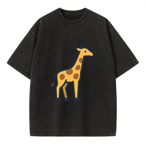 Giraffe - Yellow with brown patches flat side profile - Vintage T-shirt