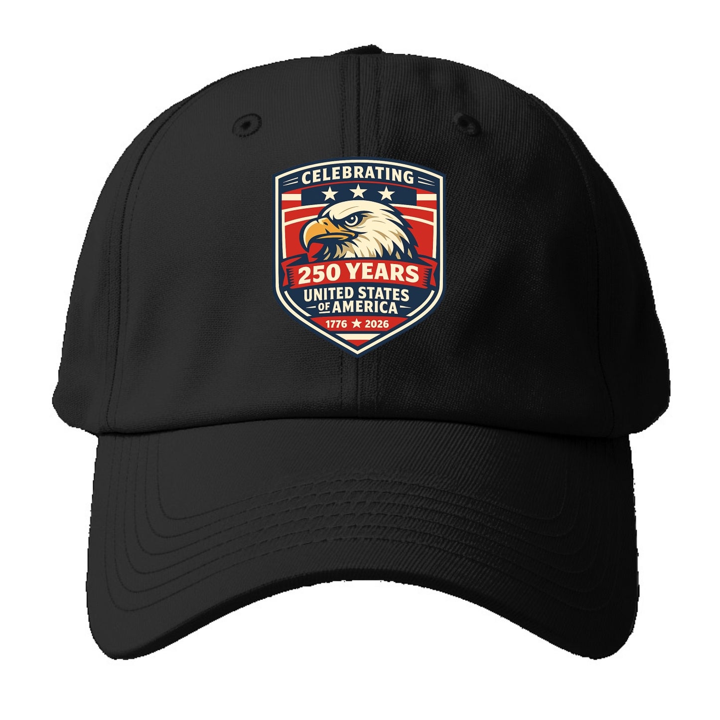 Heritage Eagle Emblem - Baseball Cap For Big Heads - Black