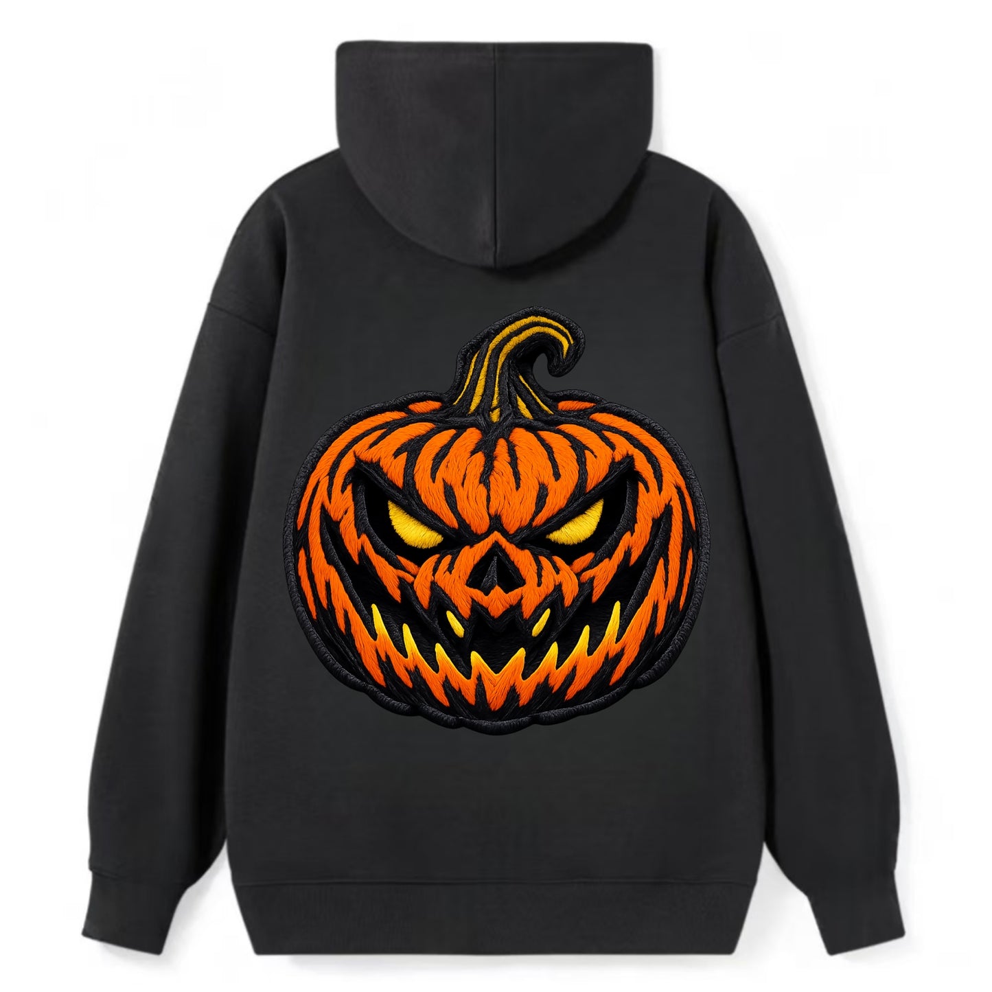 HALLOWEEN PUMPKIN - jack o lantern in orange and black , spooky - Classic Pullover Hoodie - Black