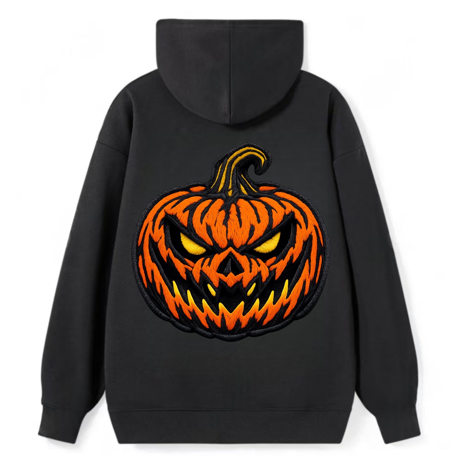 HALLOWEEN PUMPKIN - jack o lantern in orange and black , spooky - Classic Pullover Hoodie - Black