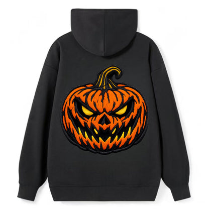 HALLOWEEN PUMPKIN - jack o lantern in orange and black , spooky - Classic Pullover Hoodie - Black