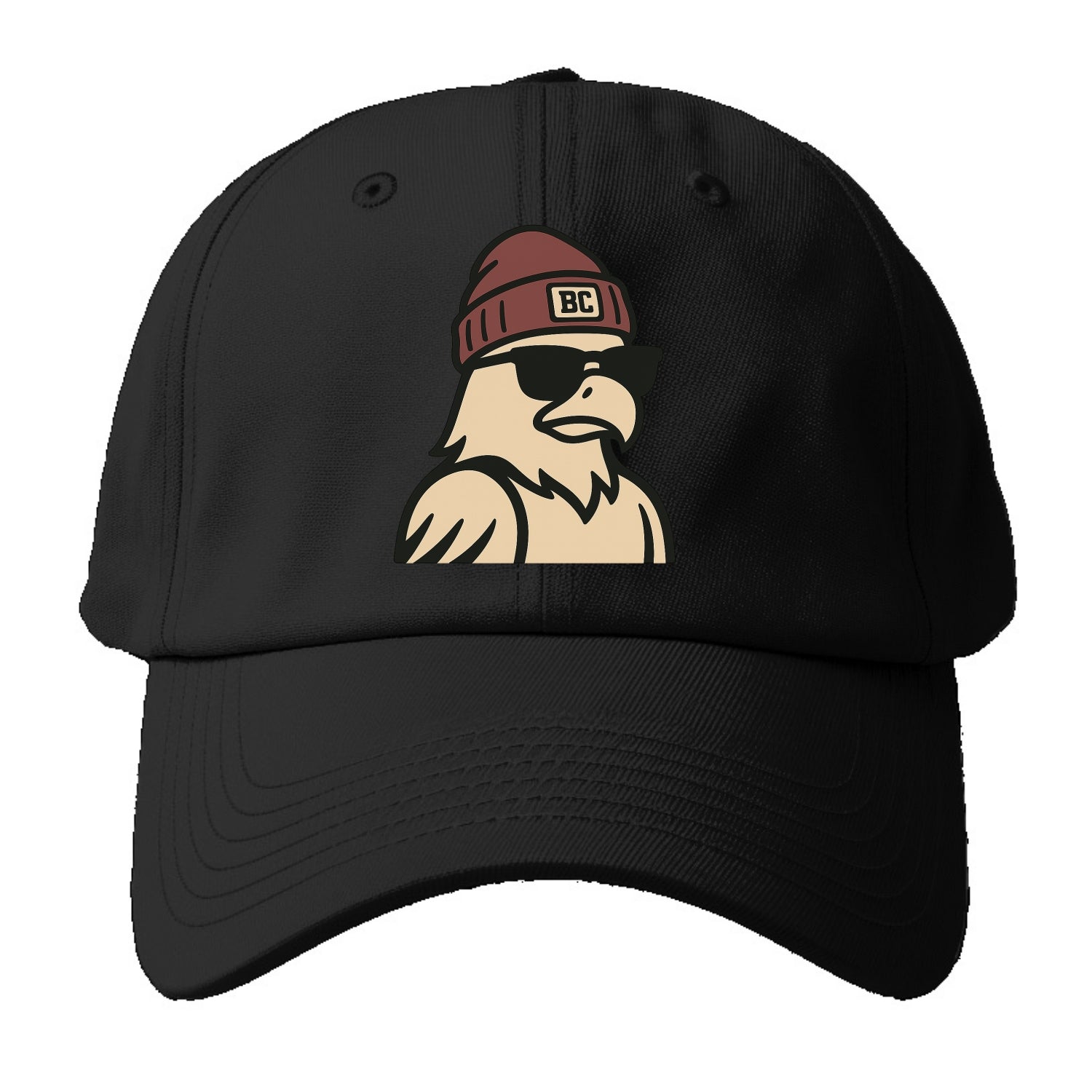 Chestnut Hill Eagle wearing Boston College beanie with BC patch - Baseball Cap - Black