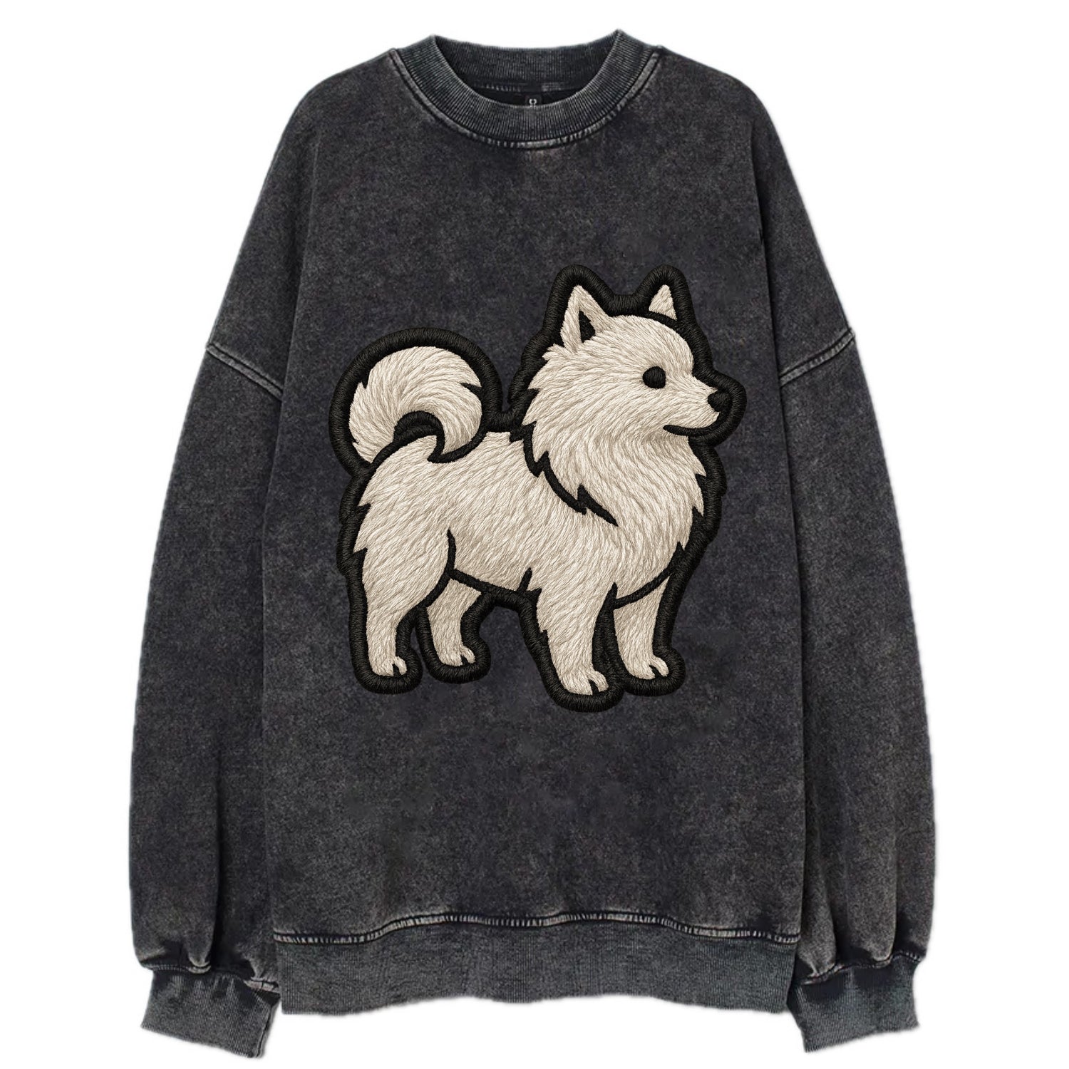 Japanese Spitz - Contemporary white spit - Vintage Sweatshirt - Black