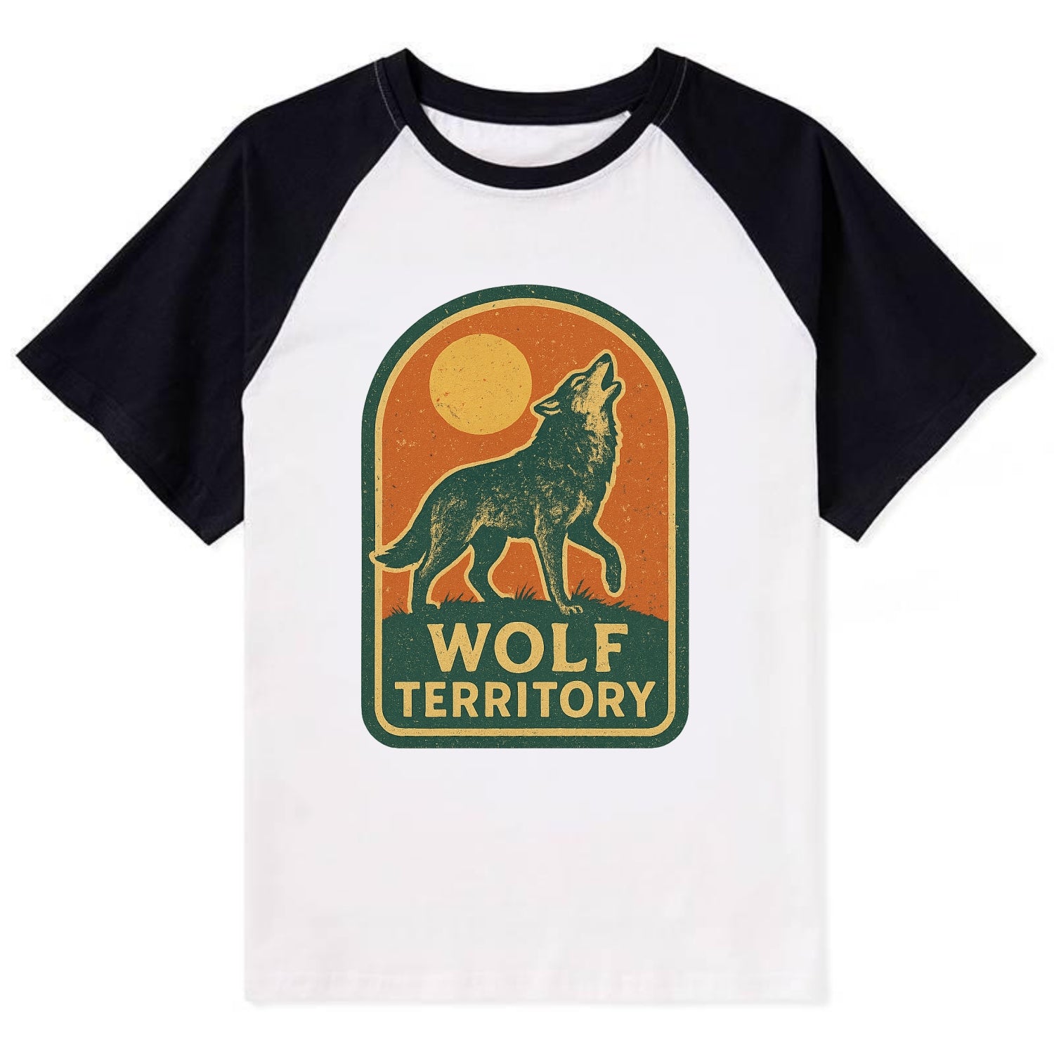 Wolf Territory Marking  - Contrast Raglan T-shirt - Black