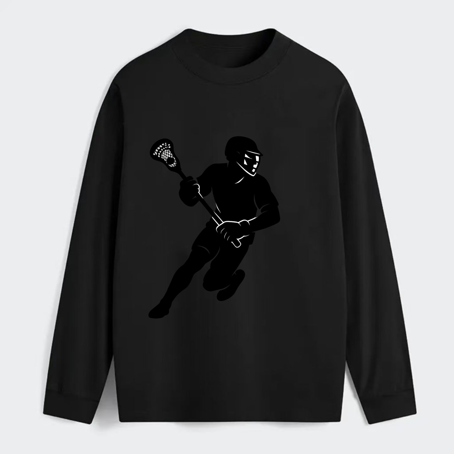 Lacrosse player cradling stick - Classic Long Sleeve Shirt - Black