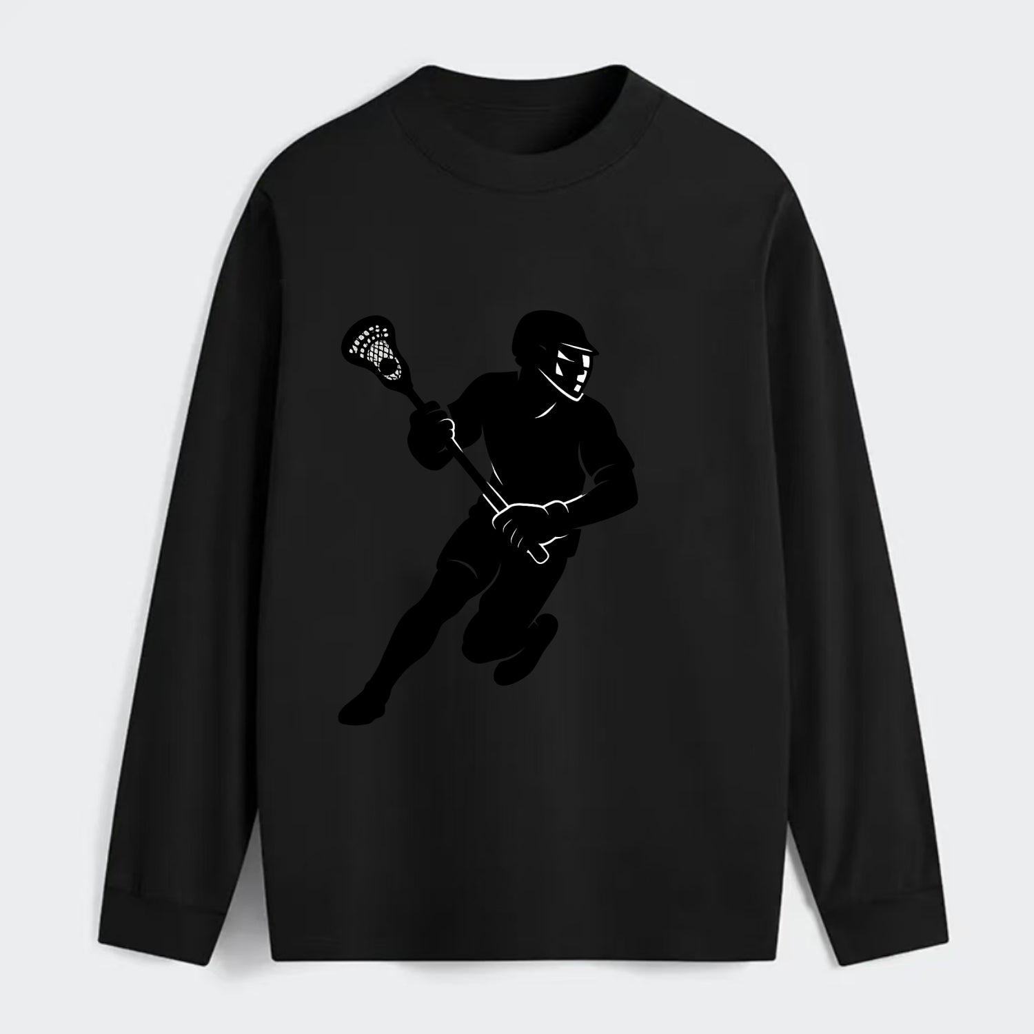 Lacrosse player cradling stick - Classic Long Sleeve Shirt - Black