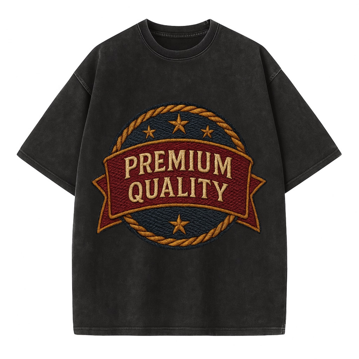 Premium Quality Badge  - Vintage T-shirt - Black