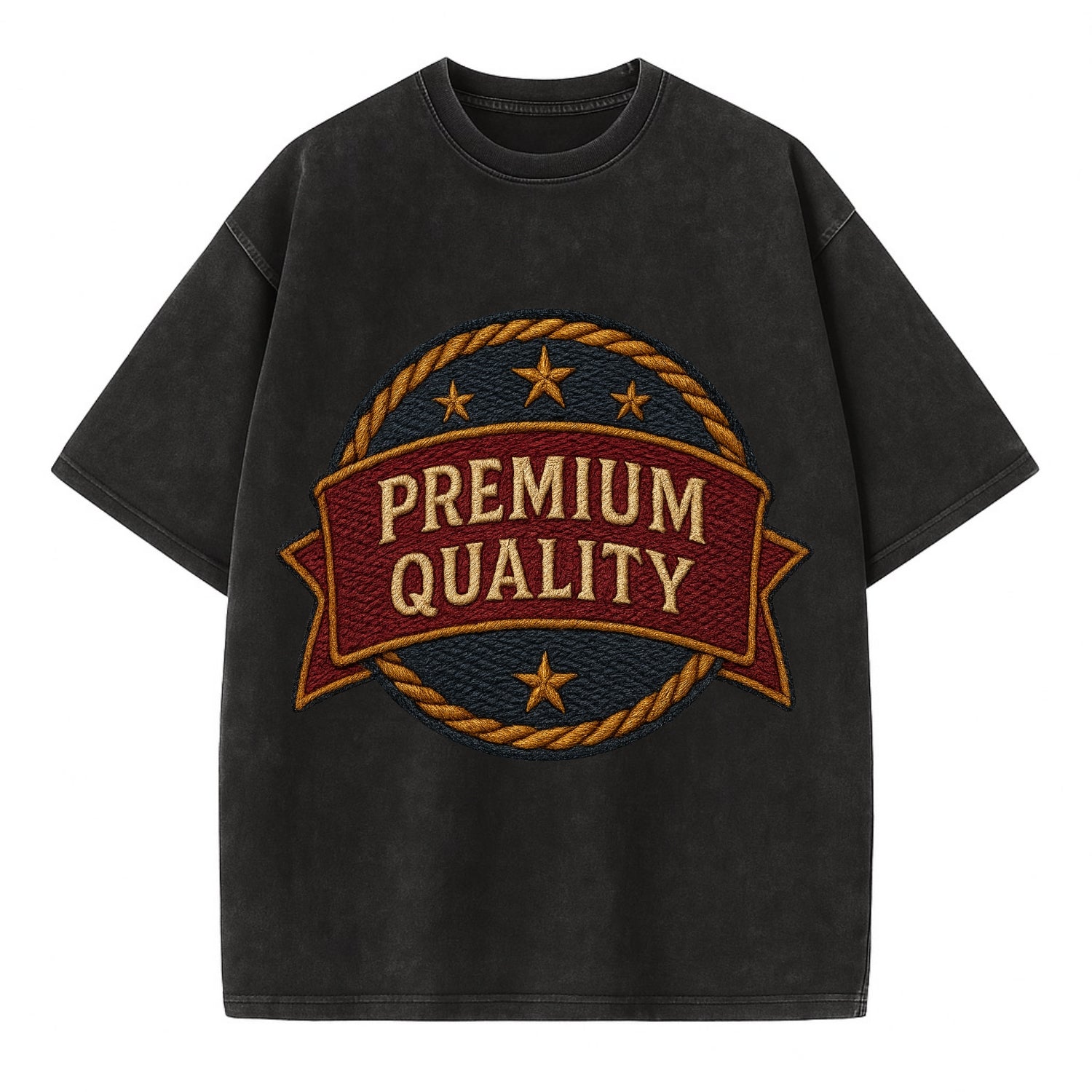 Premium Quality Badge  - Vintage T-shirt - Black