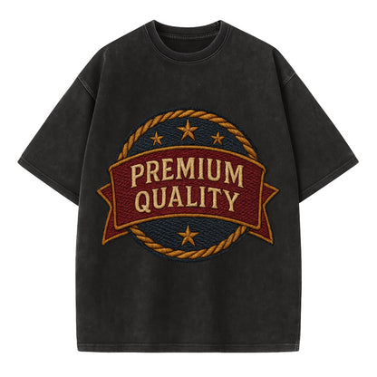 Premium Quality Badge  - Vintage T-shirt - Black