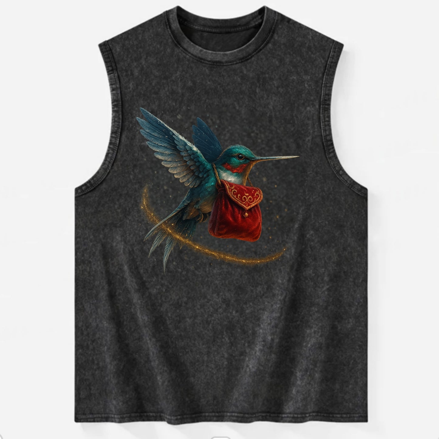 Frostbite Hummingbird Courier  - Vintage Washed Tank - Black