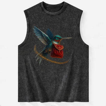 Frostbite Hummingbird Courier  - Vintage Washed Tank - Black