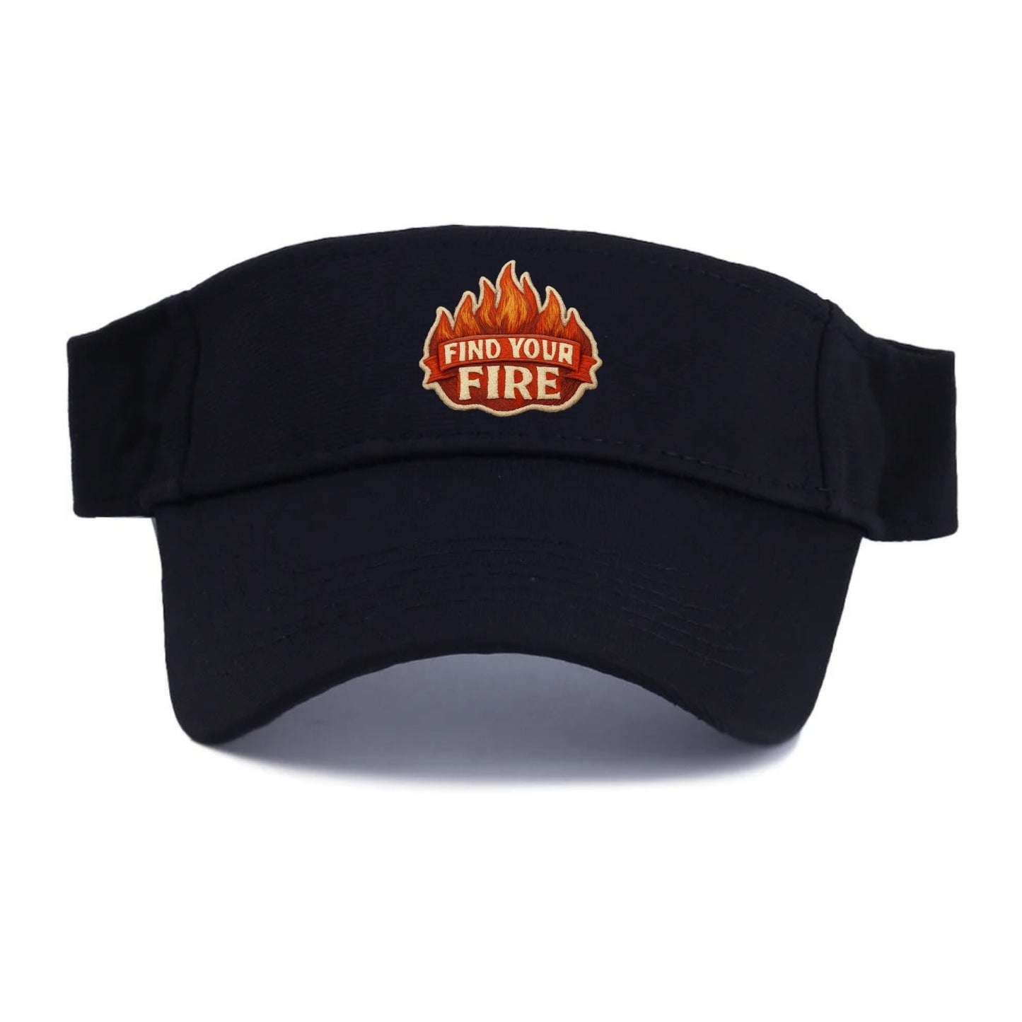 FIND YOUR FIRE - flames with text in orange , passion - Visor - Black