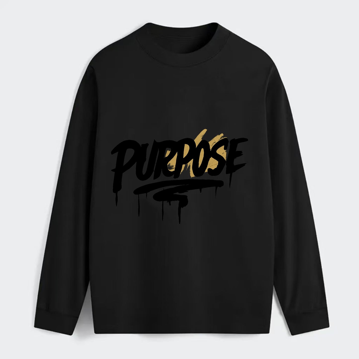 Bold typography design - "PURPOSE" - reason for being - Classic Long Sleeve Shirt - Black