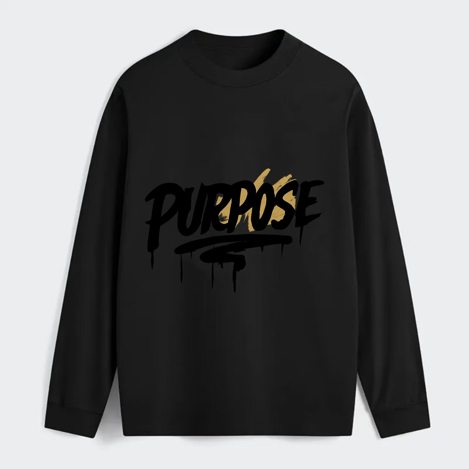 Bold typography design - "PURPOSE" - reason for being - Classic Long Sleeve Shirt - Black