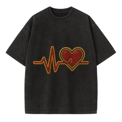 Heartbeat Line  - Vintage T-shirt - Black