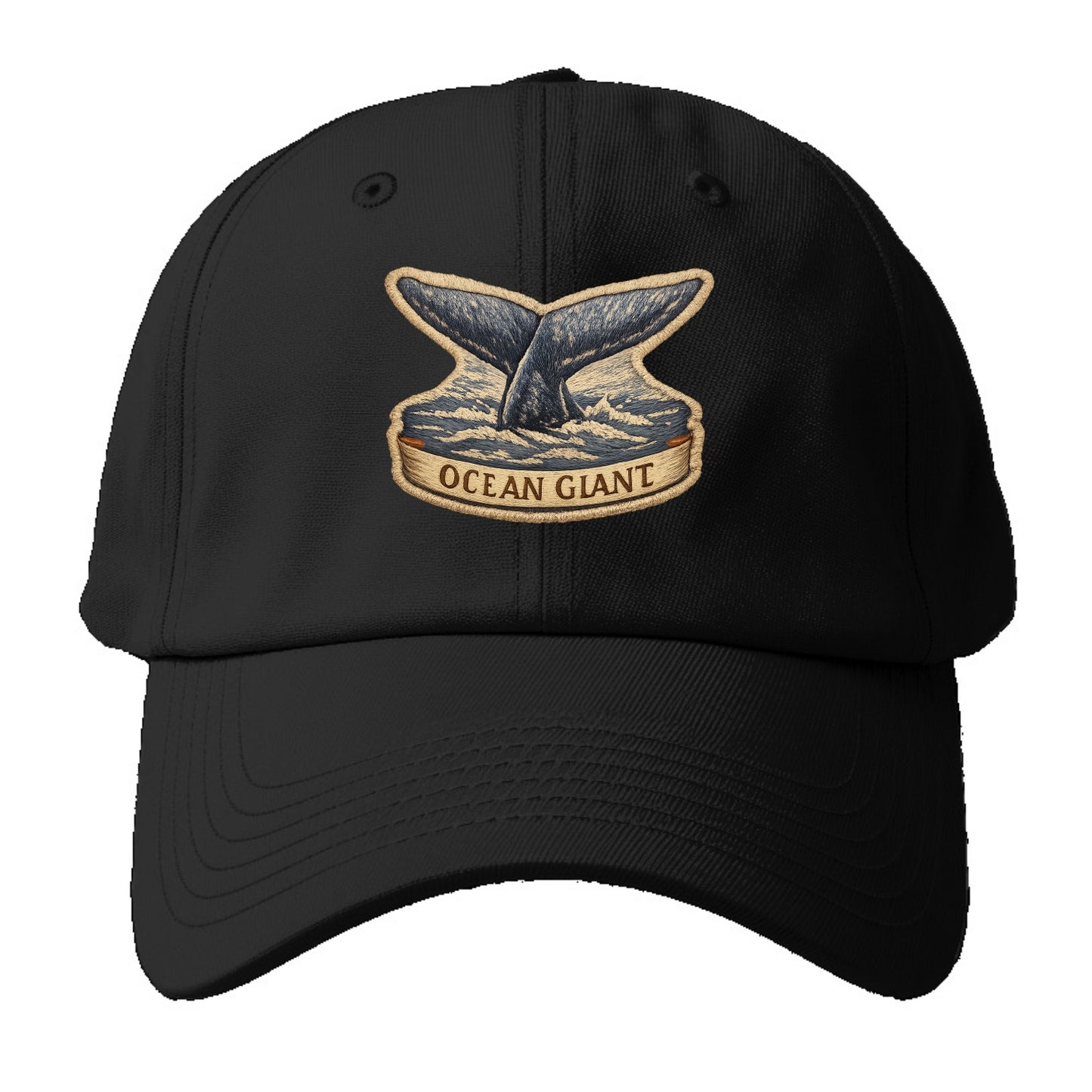 WHALE TAIL - diving whale in blue and gray , ocean giant - Baseball Cap - Black