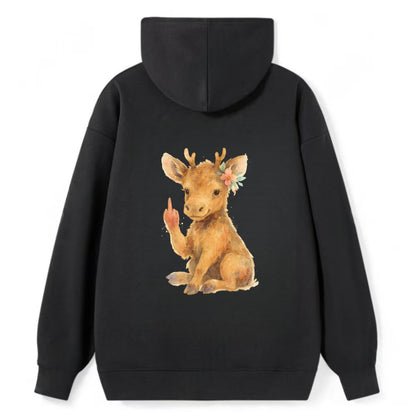 baby moose with adorable tiny antlers, one hoof raised in attitude - Classic Pullover Hoodie - Black