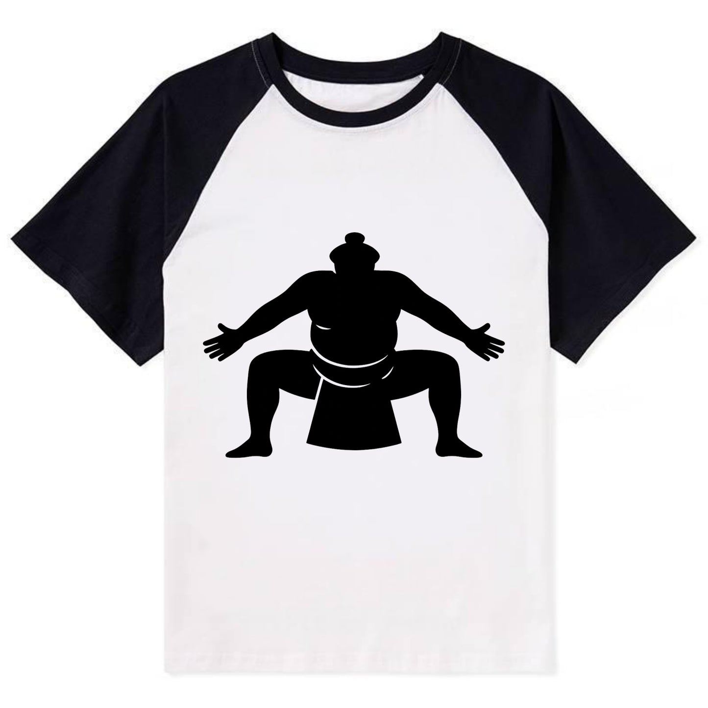 Japanese sumo wrestler ceremonial stance - Contrast Raglan T-shirt - Black