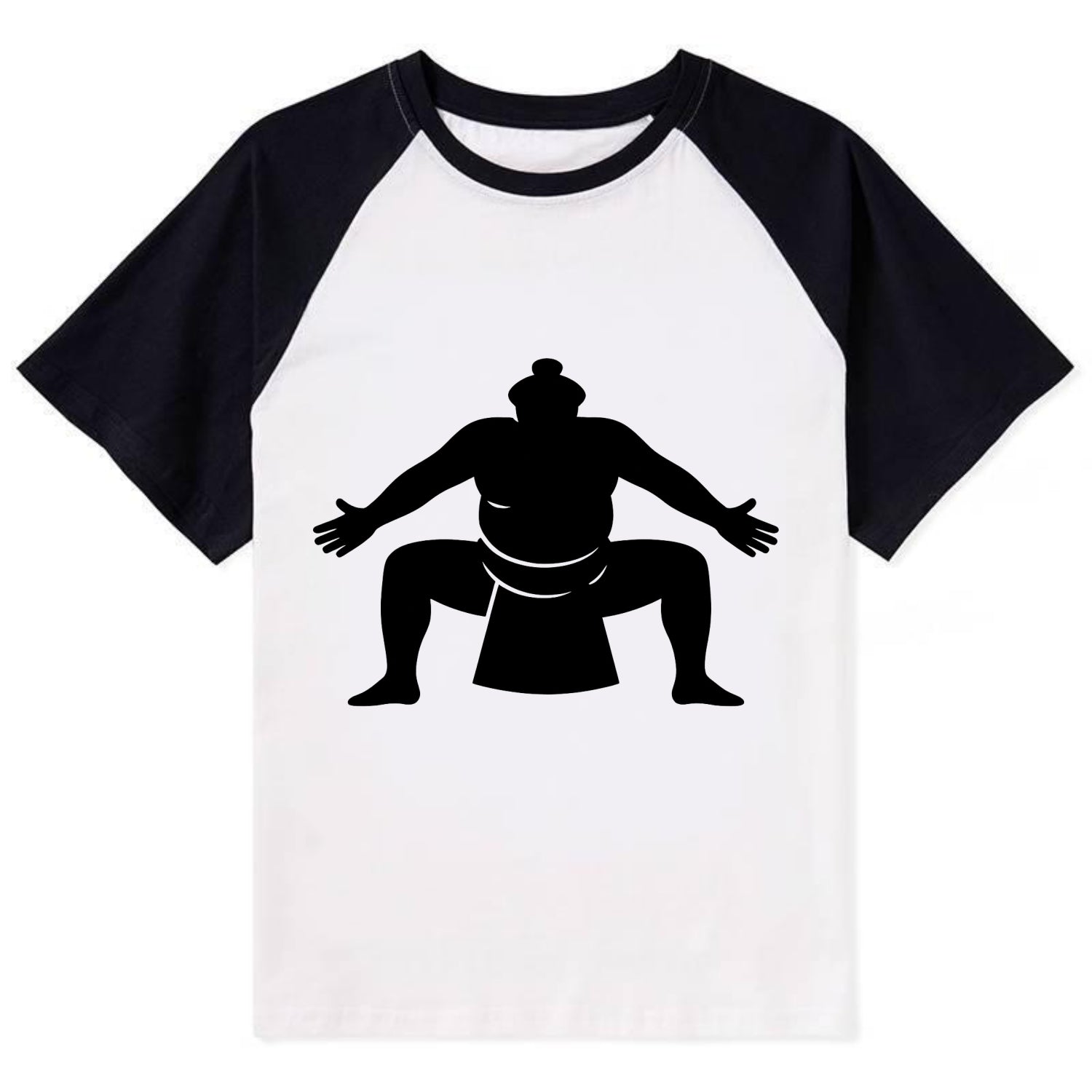 Japanese sumo wrestler ceremonial stance - Contrast Raglan T-shirt - Black