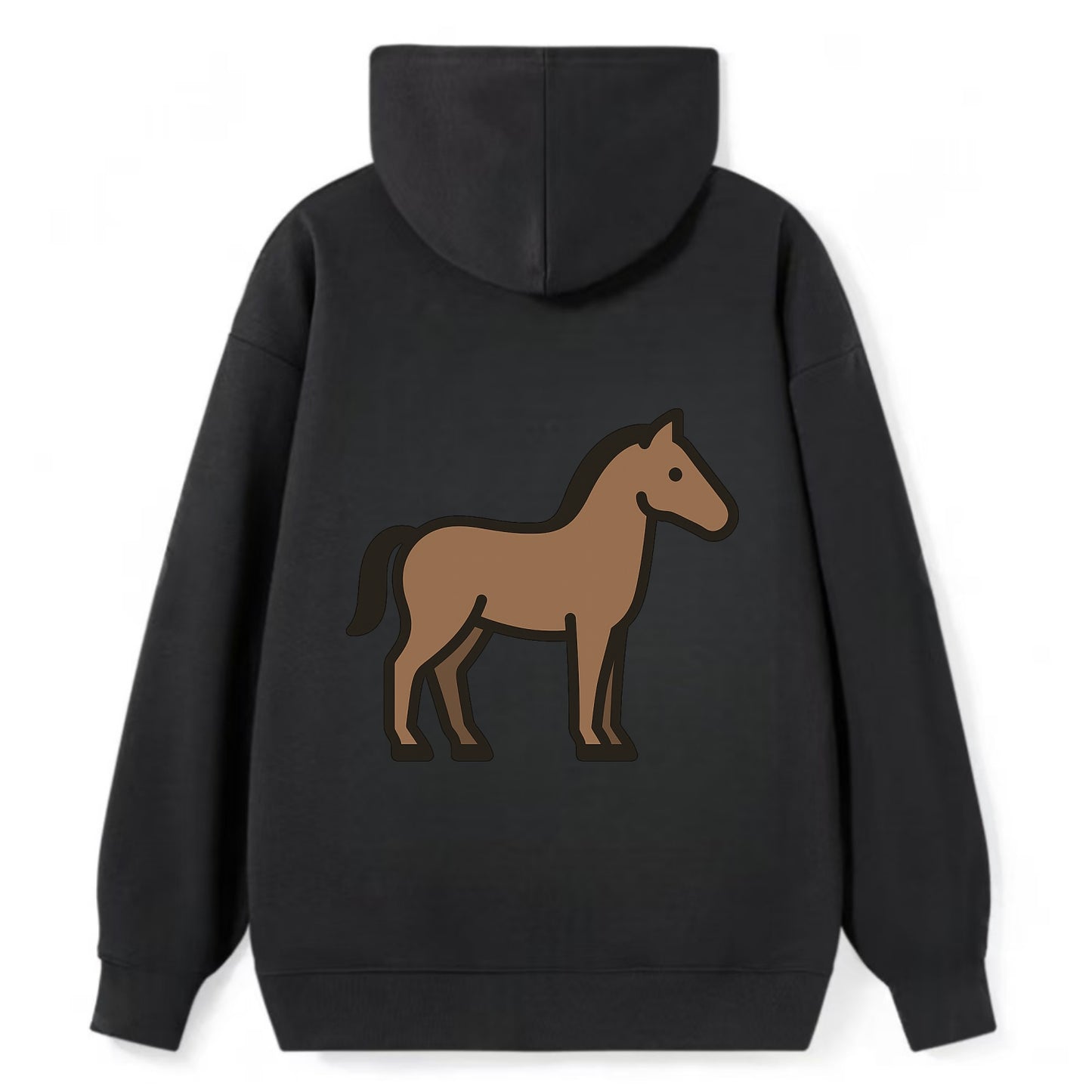 Horse - Brown standing pose flat side profile - Classic Pullover Hoodie - Black