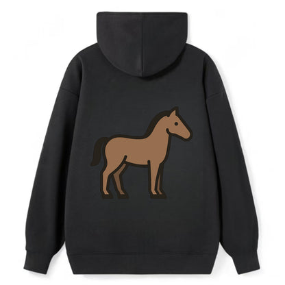 Horse - Brown standing pose flat side profile - Classic Pullover Hoodie - Black