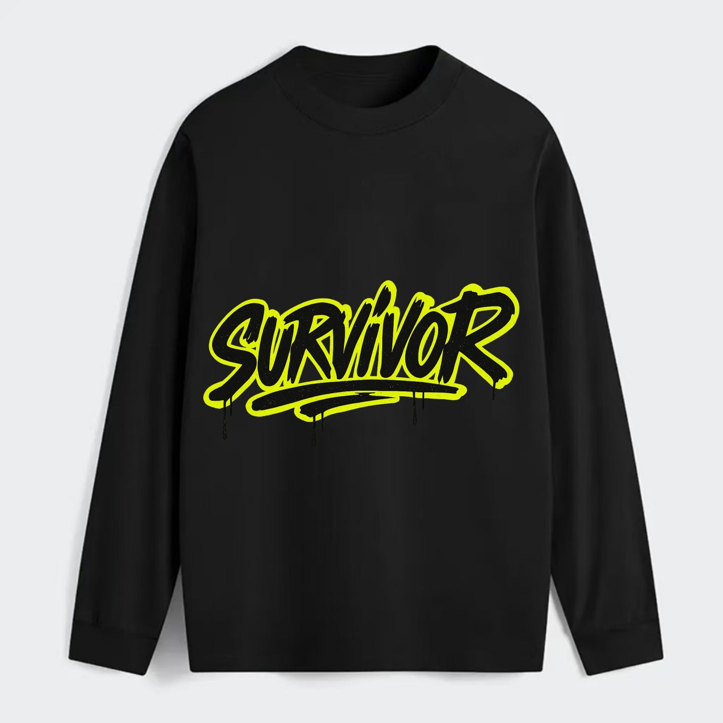 Bold typography design - "SURVIVOR" - overcomer, still standing, made - Classic Long Sleeve Shirt - Black