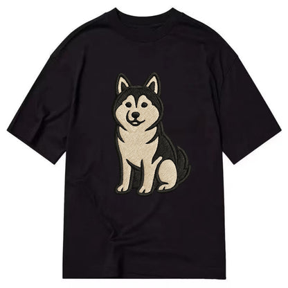 Pomsky - Pomeranian-Husky mix sitting po Classic T-shirt - Black