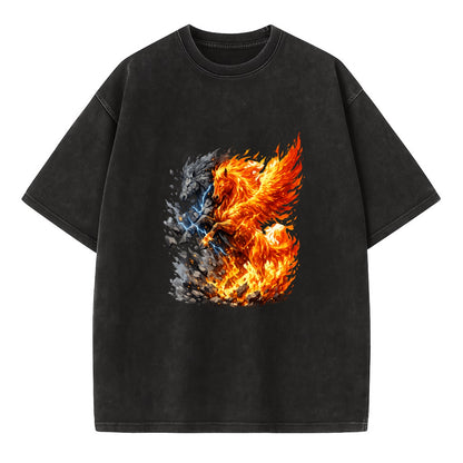 THUNDER FIRE | Horse combining lightning and flame | Electric fire | Storm energy - Vintage T-shirt - Black