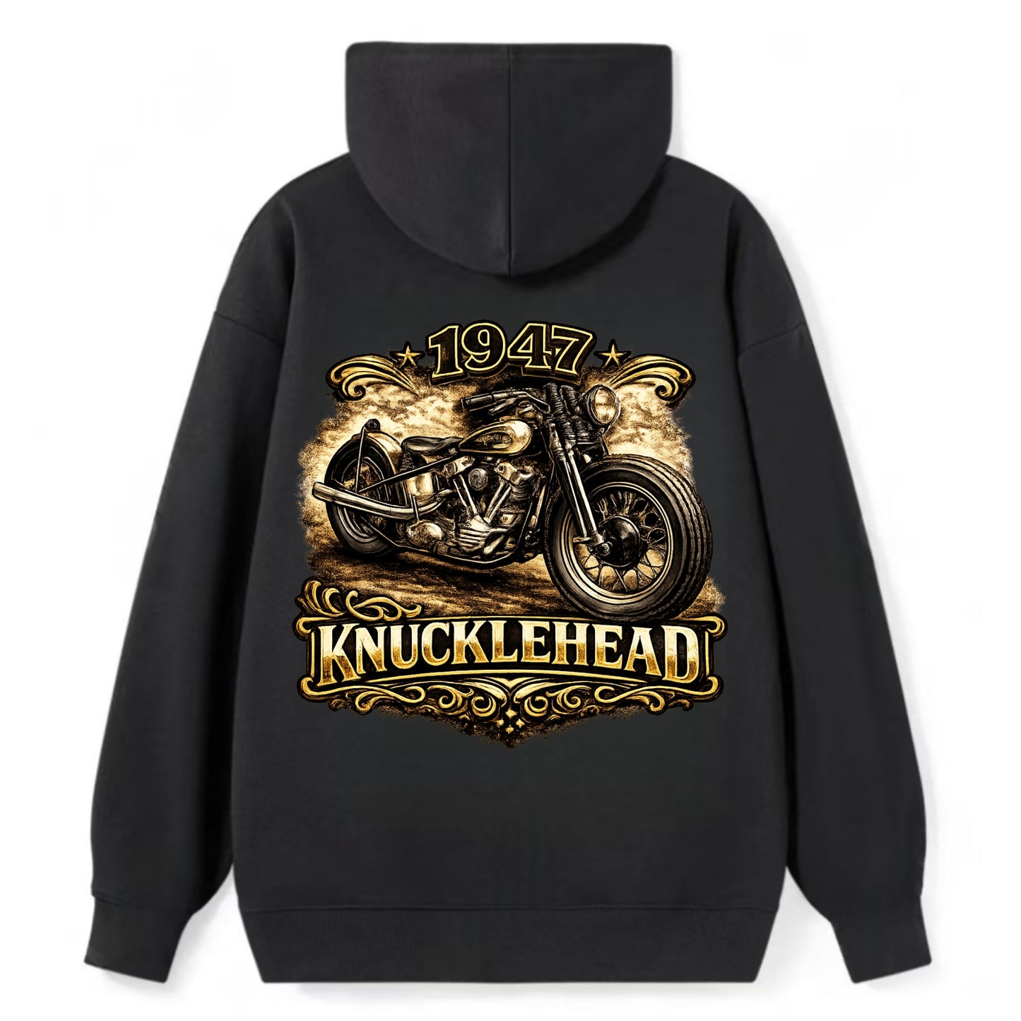 1947 Knucklehead Bobber - Classic Pullover Hoodie - Black