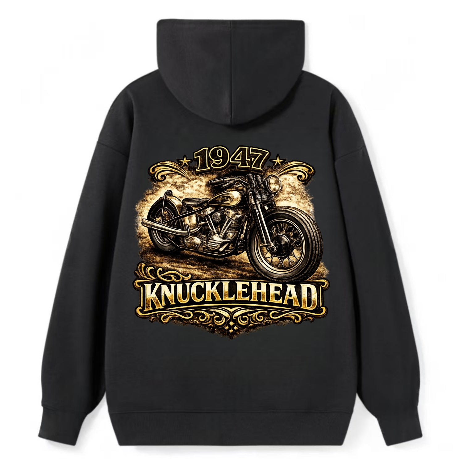 1947 Knucklehead Bobber - Classic Pullover Hoodie - Black