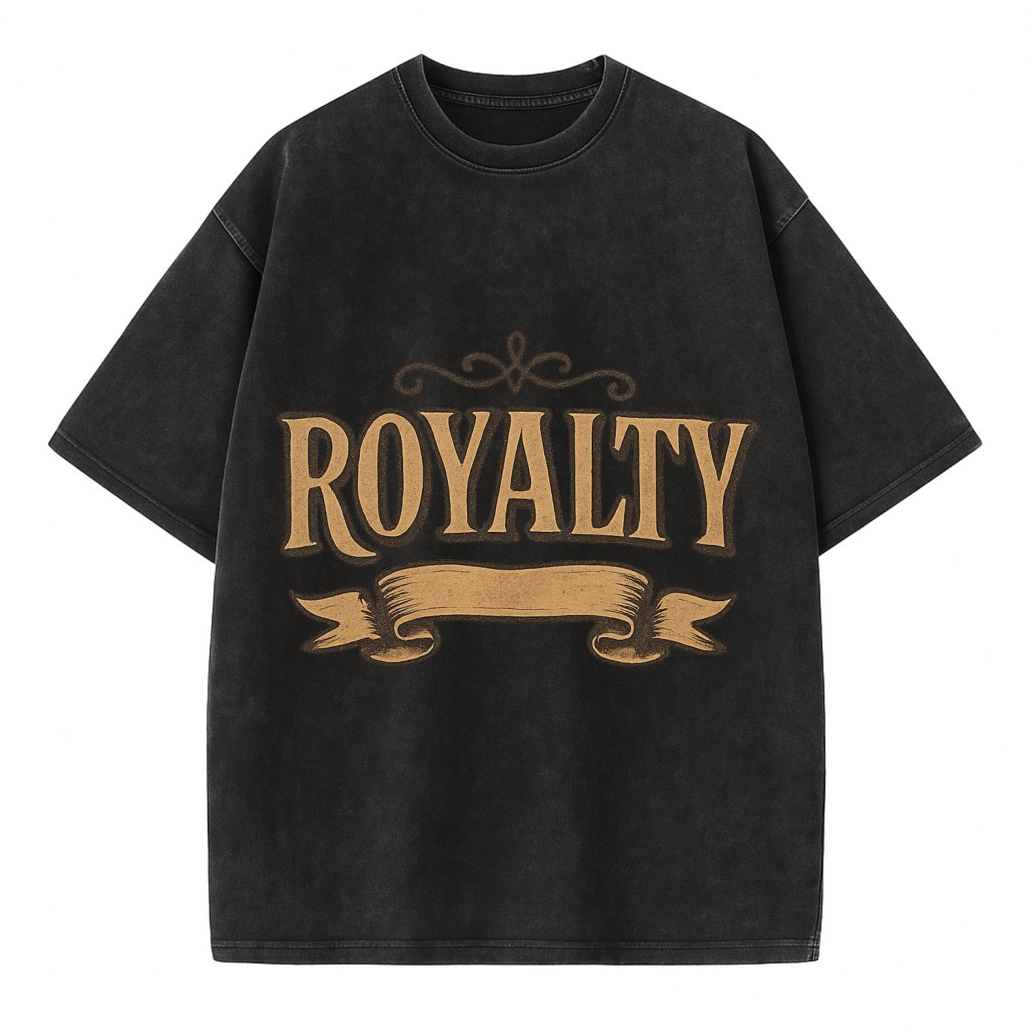 Bold typography design - "ROYALTY" - regal bearing, noble spirit - Vintage T-shirt - Black
