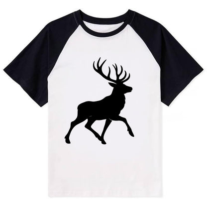Deer with majestic antlers - Contrast Raglan T-shirt - Black