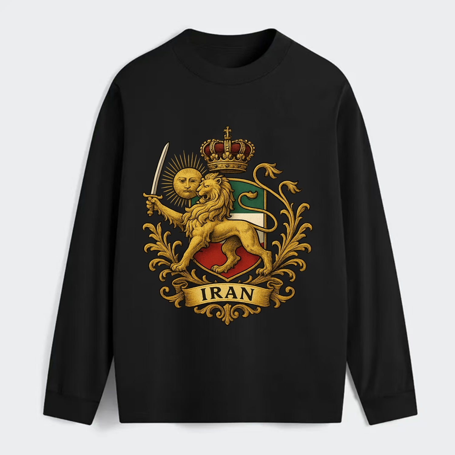 Royal Iran Coat Of Arms - Classic Long Sleeve Shirt - Black