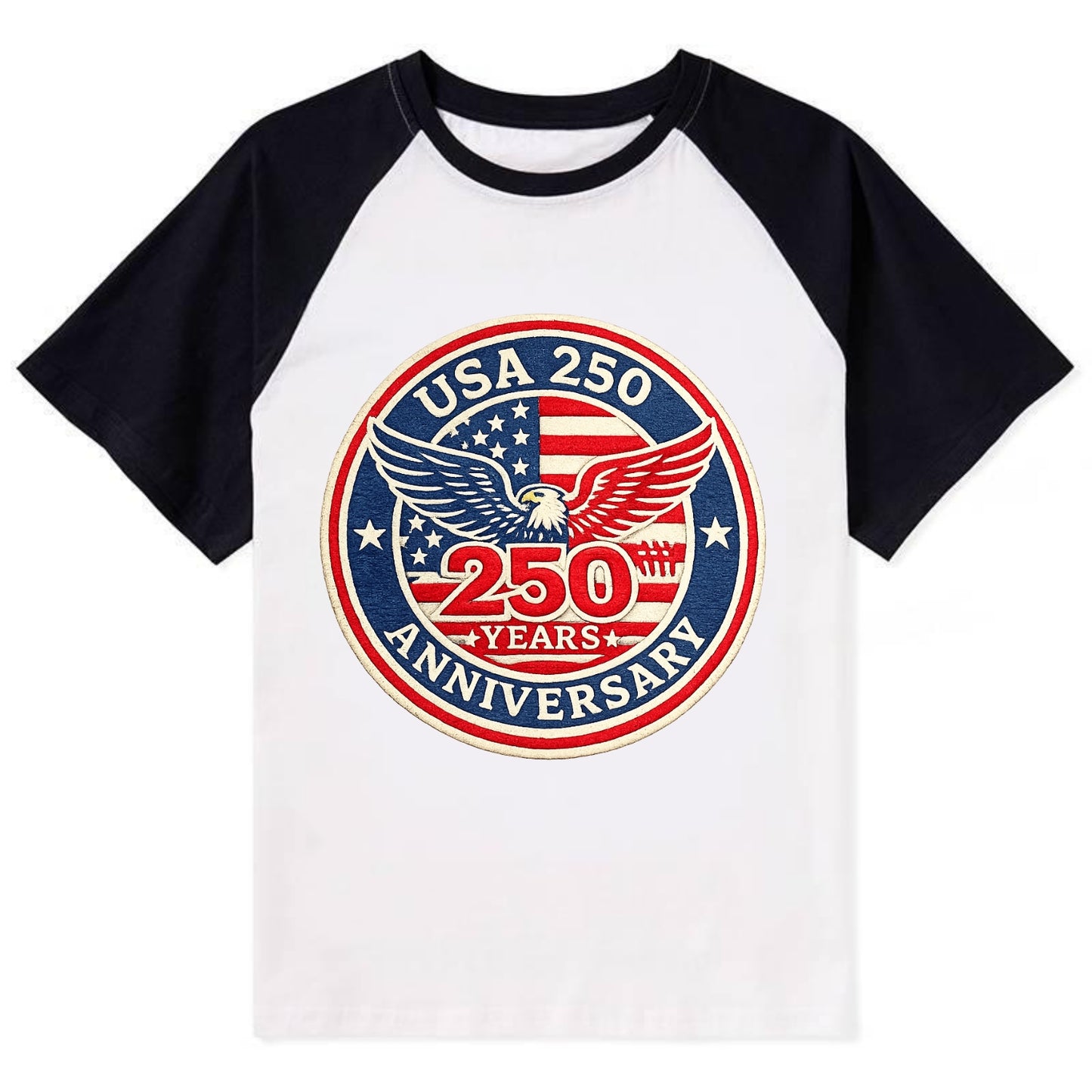 Usa 250th Anniversary Eagle - Contrast Raglan T-shirt - Black