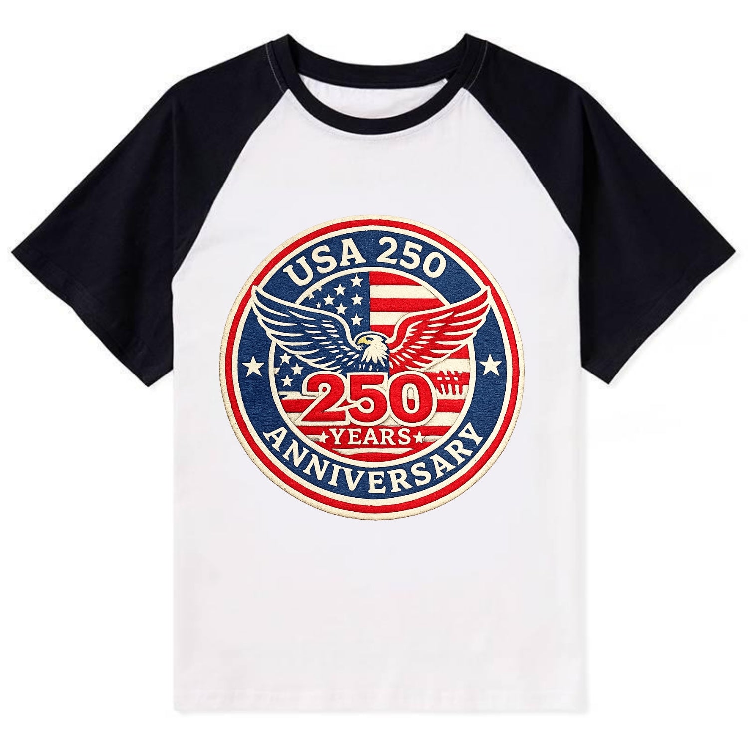 Usa 250th Anniversary Eagle - Contrast Raglan T-shirt - Black