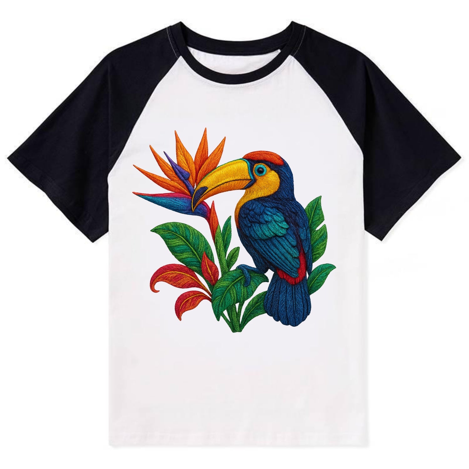 Toucan Paradise - Contrast Raglan T-shirt - Black