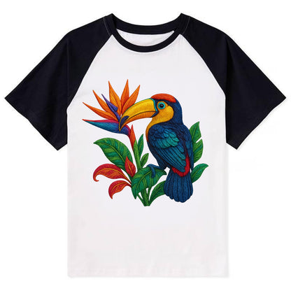 Toucan Paradise - Contrast Raglan T-shirt - Black