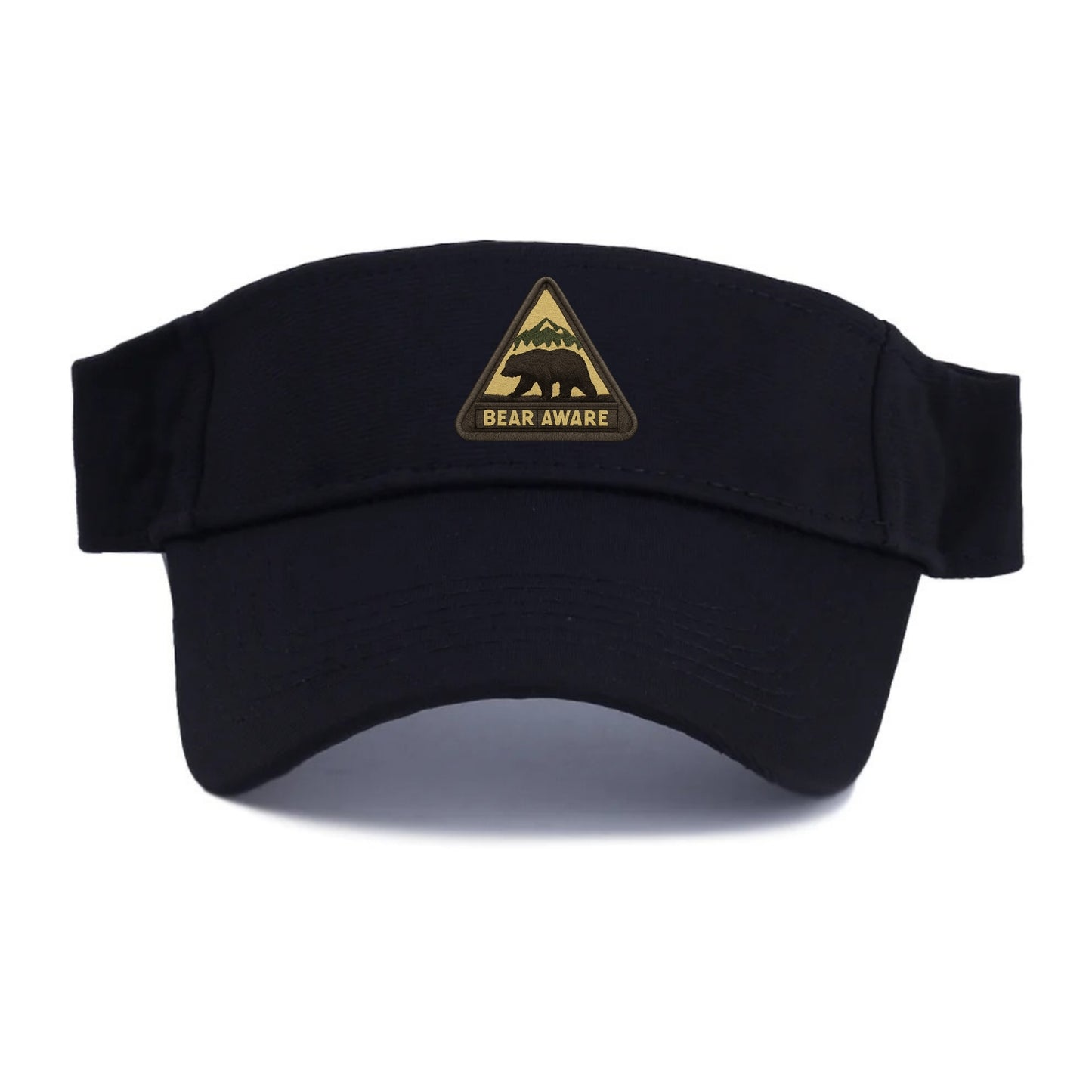 BEAR AWARE - bear silhouette warning in brown and yellow , wilderness safety - Visor - Black