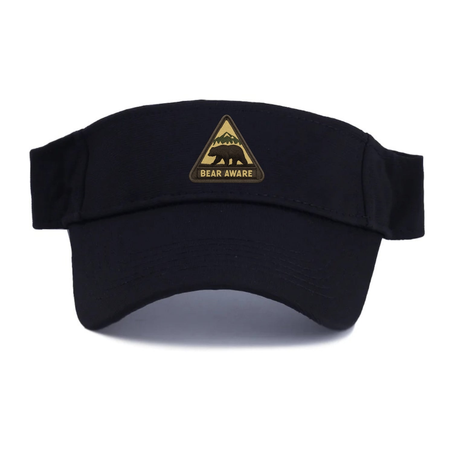 BEAR AWARE - bear silhouette warning in brown and yellow , wilderness safety - Visor - Black