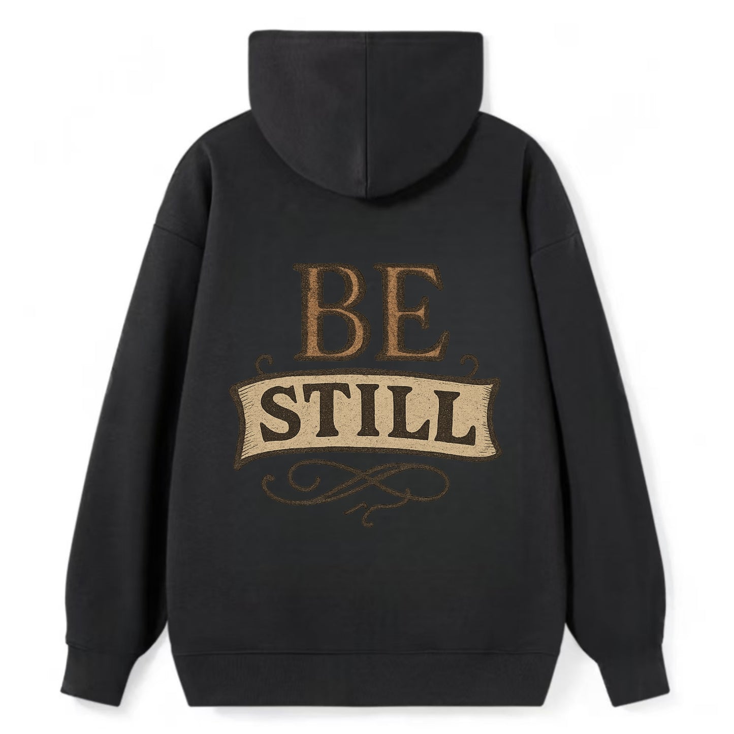 Bold typography design - "BE STILL" - quiet mind, meditation, inner peace - Classic Pullover Hoodie - Black