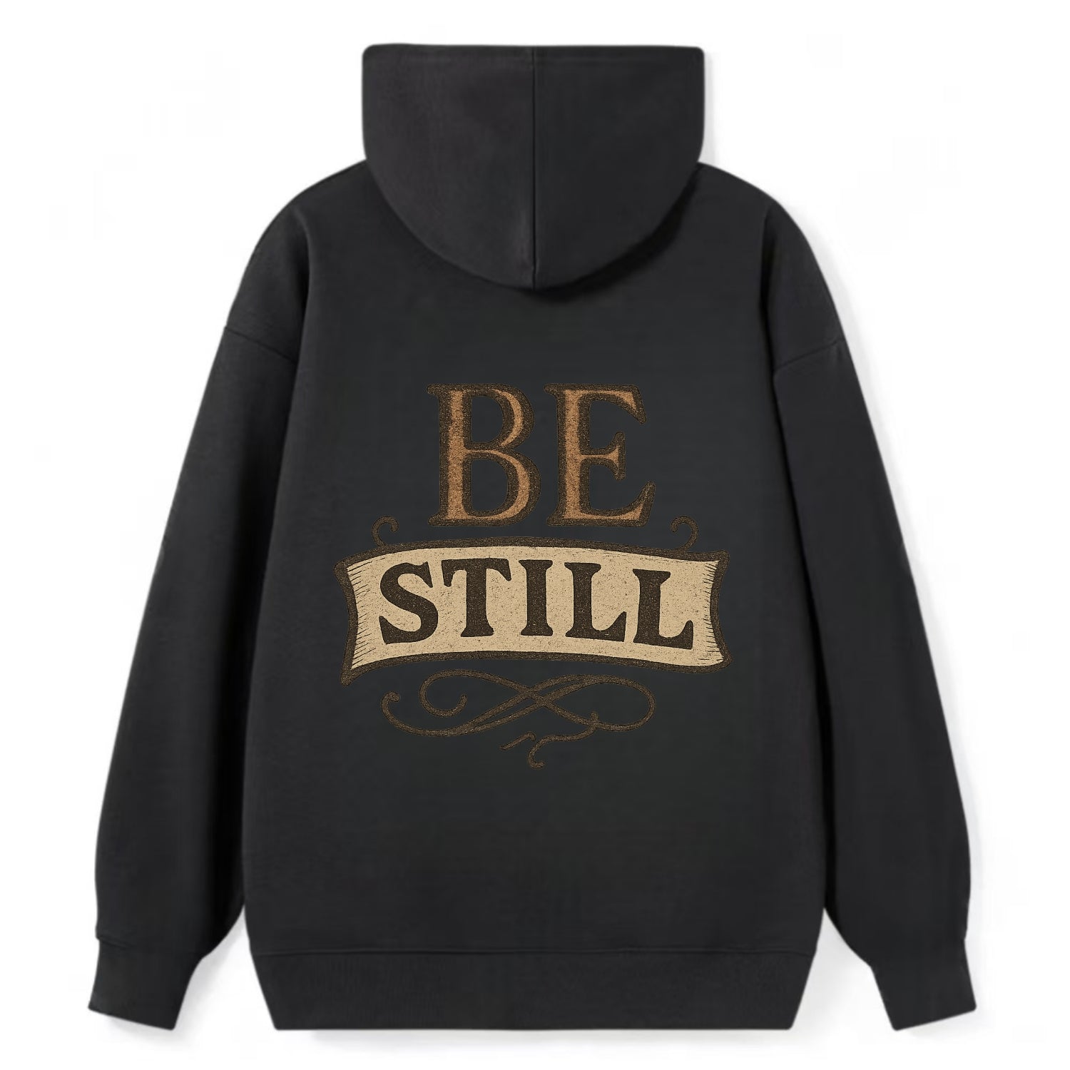 Bold typography design - "BE STILL" - quiet mind, meditation, inner peace - Classic Pullover Hoodie - Black
